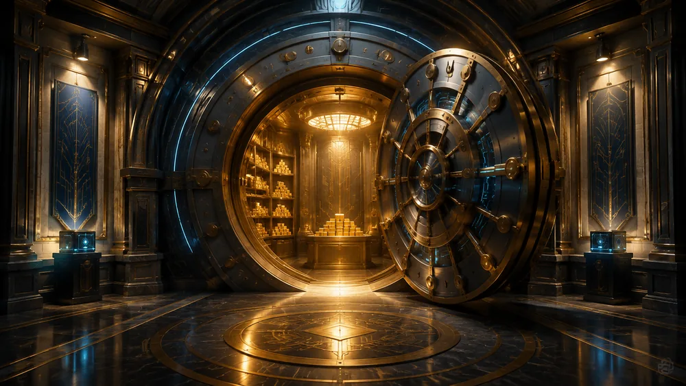 Illustrated glowing vault interior